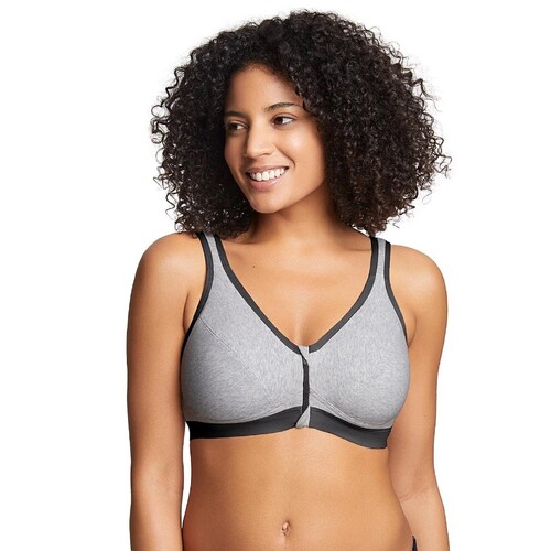 Eden Mastectomy Organic Cotton Wirefree Front Open Bra - Grey Marl