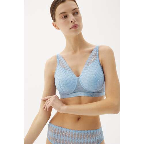 Mastectomy Padded Soft Cup Bra - Nikko Blue