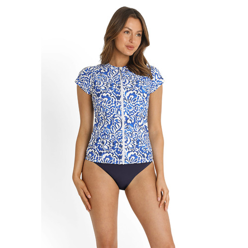 Corfu Short Sleeve Rash Vest - Blue 